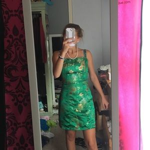 UO Waterlily Jacquard Straight-Neck Dress